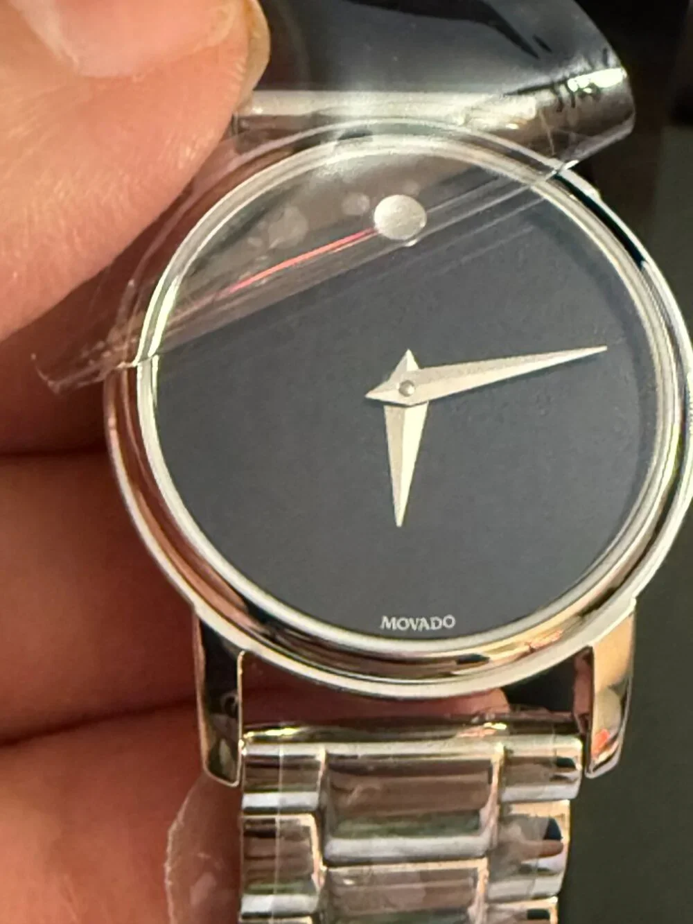 Movado Classic Museum 2100017 Women's 28mm Silver Steel Black Watch NEW